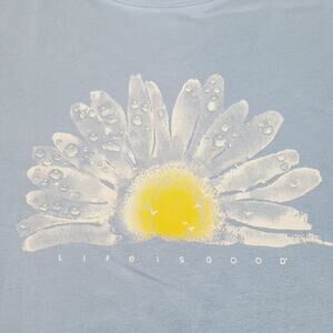 Life Is Good Shirt Womens XL Blue Watercolor Daisy Crusher Graphic Tee New
